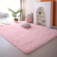Pink Shaggy Rug Suits Living Room / Bedroom, Anti-slip & Washable