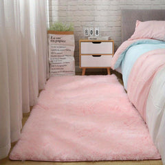 Pink Shaggy Rug Suits Living Room / Bedroom, Anti-slip & Washable