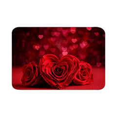 Soft Rose Print Shaggy Floor Mat Waterproof Rugs