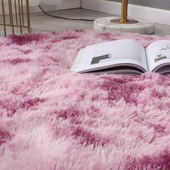 Purple Area Rug Living Room Mat Shaggy Plush Fluffy Home Decor
