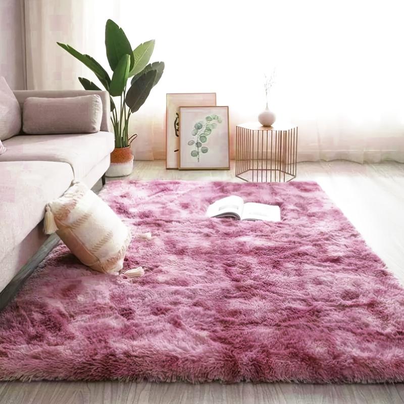 Purple Area Rug Living Room Mat Shaggy Plush Fluffy Home Decor