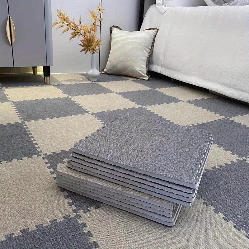 10pcs Linen Floor Interlocking Mat Fluffy Area Rug Anti Slip Comfort Seat Pads