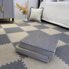 10pcs Linen Floor Interlocking Mat Fluffy Area Rug Anti Slip Comfort Seat Pads