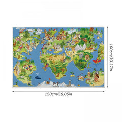 Large Kids Room Map Animals Landmarks Rug