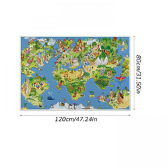 Large Kids Room Map Animals Landmarks Rug