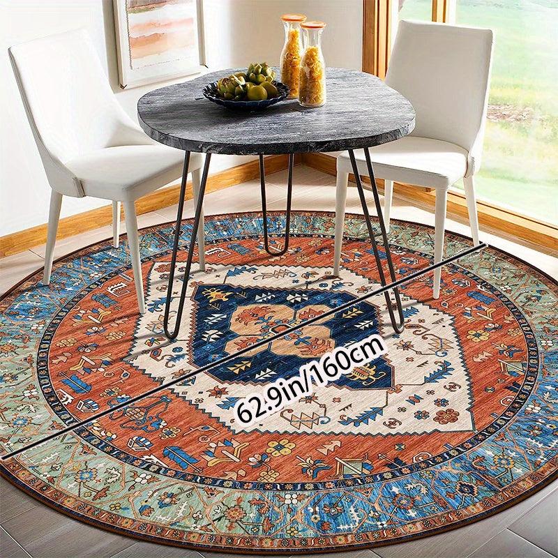 Vintage Persian Small Round Area Rug Soft Bedroom En