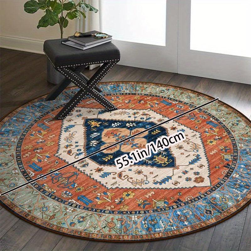 Vintage Persian Small Round Area Rug Soft Bedroom En