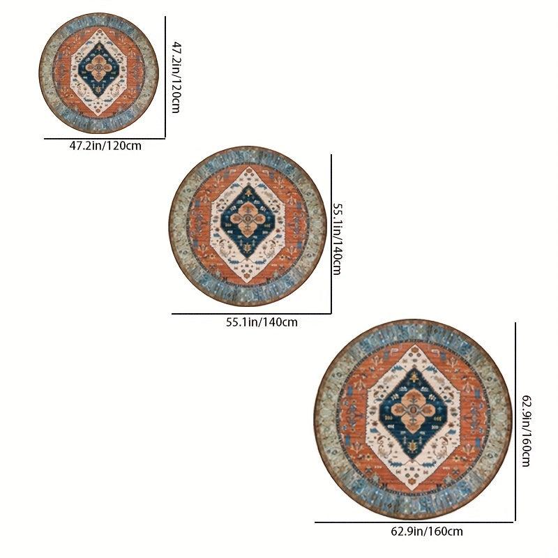 Vintage Persian Small Round Area Rug Soft Bedroom En