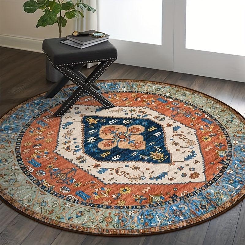 Vintage Persian Small Round Area Rug Soft Bedroom En