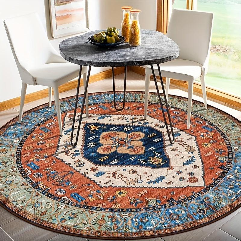 Vintage Persian Small Round Area Rug Soft Bedroom En