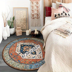 Vintage Persian Small Round Area Rug Soft Bedroom En