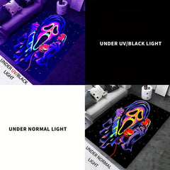 UV Light Flannel Luminous Rug Skull Pattern Non Slip Mat