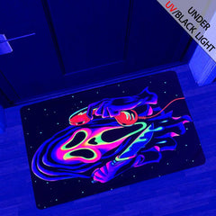UV Light Flannel Luminous Rug Skull Pattern Non Slip Mat