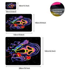 UV Light Flannel Luminous Rug Skull Pattern Non Slip Mat