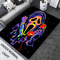 UV Light Flannel Luminous Rug Skull Pattern Non Slip Mat