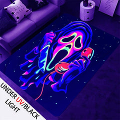 UV Light Flannel Luminous Rug Skull Pattern Non Slip Mat