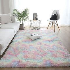Soft Area Rug Fluffy Non-slip Shag Plush Tie Dyed Living Room Carpet