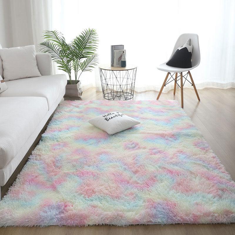 Soft Area Rug Fluffy Non-slip Shag Plush Tie Dyed Living Room Carpet