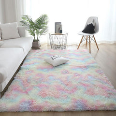 Soft Area Rug Fluffy Non-slip Shag Plush Tie Dyed Living Room Carpet