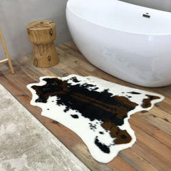 Stylish Faux Fur Cow Print Area Rug - Animal and Home Decor