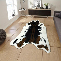 Stylish Faux Fur Cow Print Area Rug - Animal and Home Decor