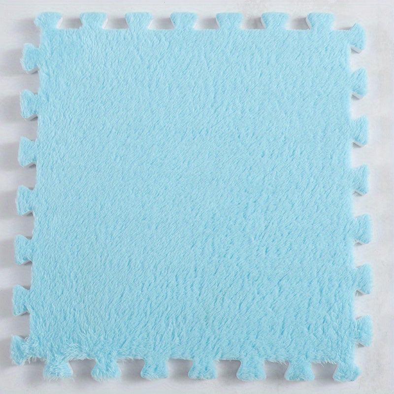 12pcs Plush Puzzle Foam Floor Mat Interlocking Carpet for Bay Windows