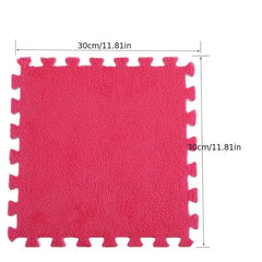 12pcs Plush Puzzle Foam Floor Mat Interlocking Carpet for Bay Windows