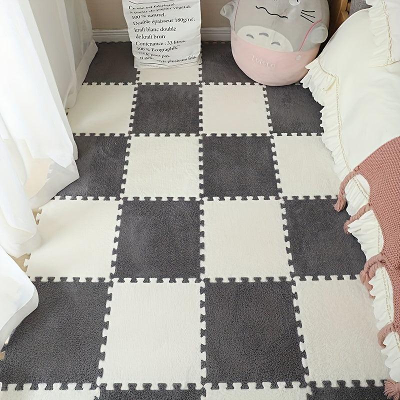12pcs Soft Foam Puzzle Floor Mat Interlocking Fluffy Puzzle Flooring Tiles