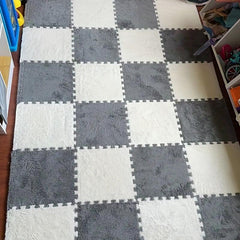 12pcs Soft Foam Puzzle Floor Mat Interlocking Fluffy Puzzle Flooring Tiles