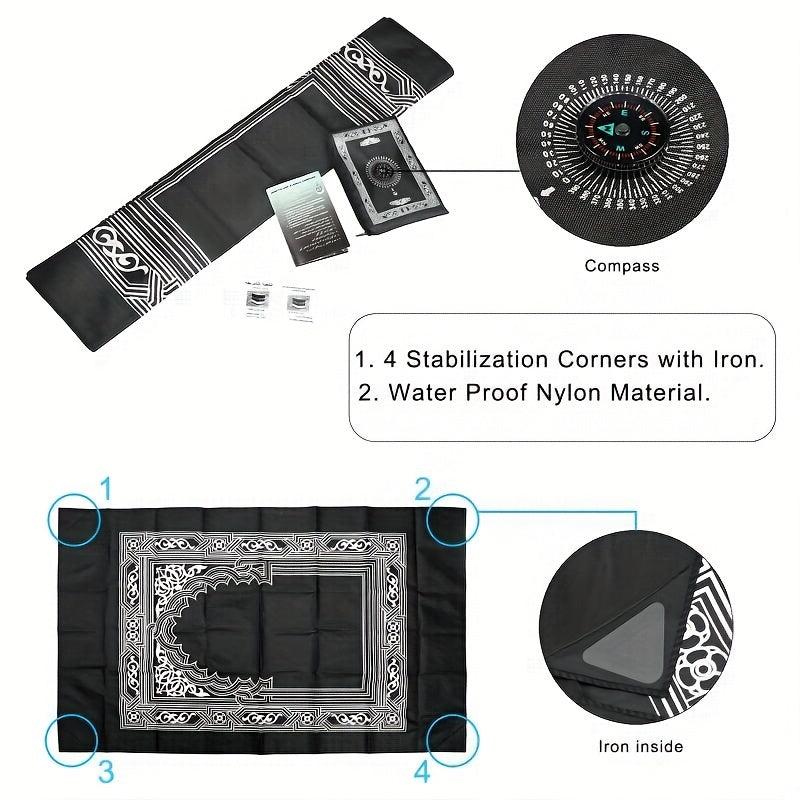 2pcs Portable Travel Prayer Mat With Compass