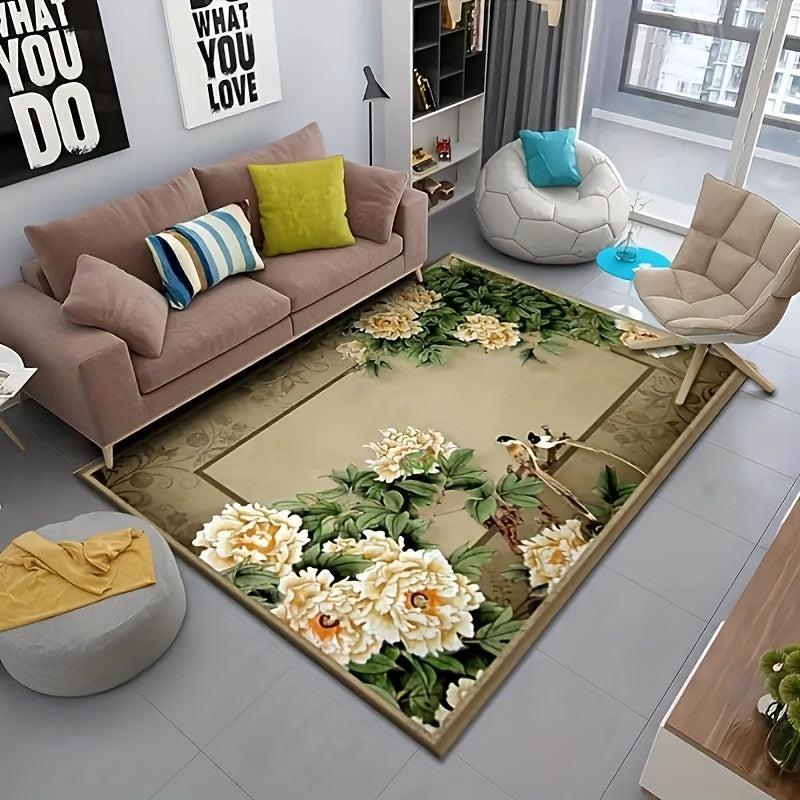 Traditional Floral Area Rug Non-slip Resistant Machine Washable Carpet