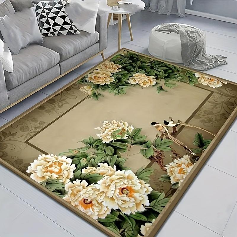 Traditional Floral Area Rug Non-slip Resistant Machine Washable Carpet