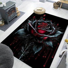 Gothic Dark Flower Area Rug Non slip Washable Carpet Living Room Bedroom