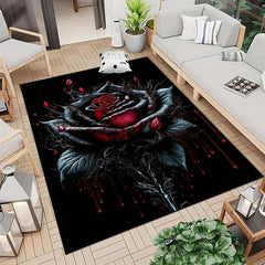 Gothic Dark Flower Area Rug Non slip Washable Carpet Living Room Bedroom