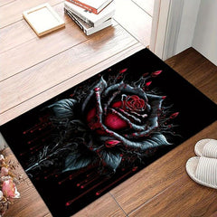 Gothic Dark Flower Area Rug Non slip Washable Carpet Living Room Bedroom