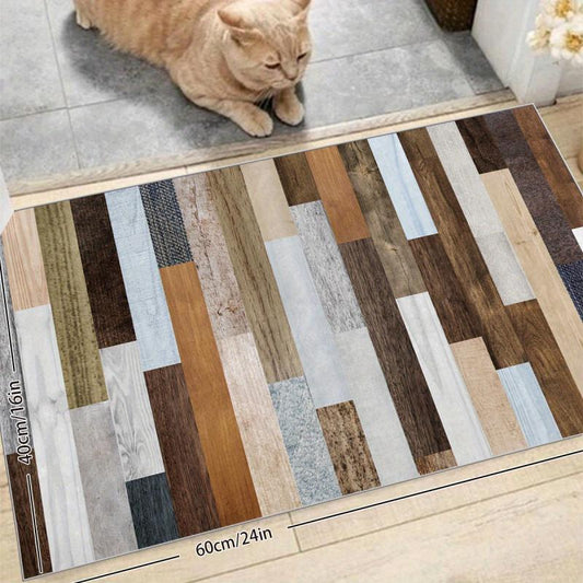 Vintage Wood Print Rug 2X6ft Low Pile Area Rug