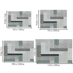 Vintage Geometric Pattern Area Rug Anti-Slip Easy to Clean