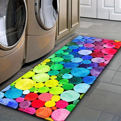 3D Rainbow Stone Area Rug - Non Slip Water Absorbent Bath Rug