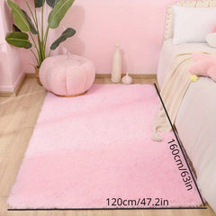Soft Pink Shag Area Rug, Non-Slip Fuzzy Rug for Bedroom/Living Room
