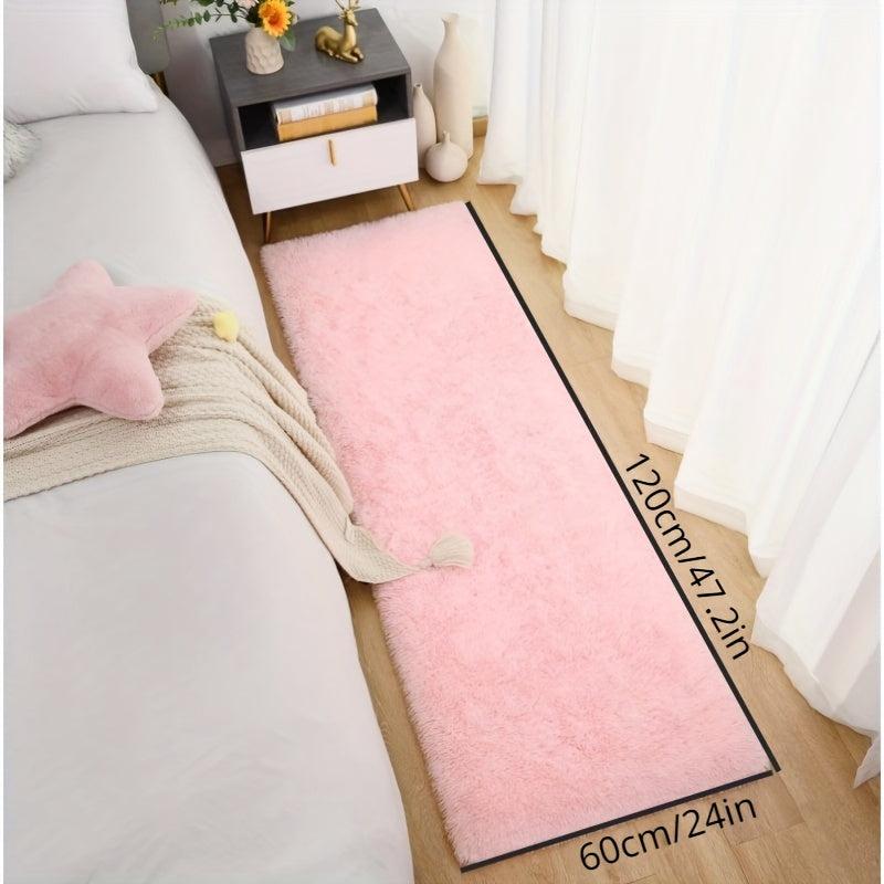 Soft Pink Shag Area Rug, Non-Slip Fuzzy Rug for Bedroom/Living Room