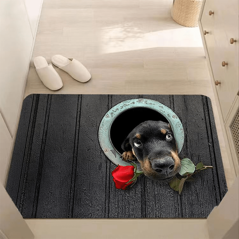1pc Floral Welcome Door Mat Non-slip Outdoor Indoor Entrance Mat