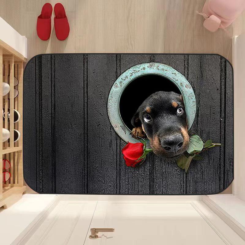 1pc Floral Welcome Door Mat Non-slip Outdoor Indoor Entrance Mat