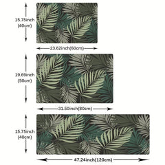 Soft Leaf Print Kitchen Mat Anti Slip Hallway Balcon Polyester Carpet