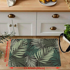 Soft Leaf Print Kitchen Mat Anti Slip Hallway Balcon Polyester Carpet