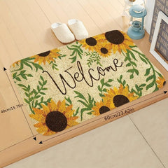 Sunflower Welcome Door Mat Non-slip Indoor Outdoor Entrance Mat