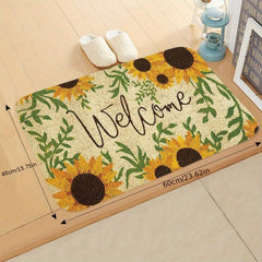 Sunflower Welcome Door Mat Non-slip Indoor Outdoor Entrance Mat