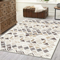 Beige Bohemian Tribal Area Rug Vintage Triangle Small Entrance Carpet