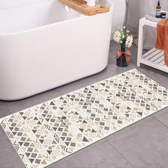 Beige Bohemian Tribal Area Rug Vintage Triangle Small Entrance Carpet