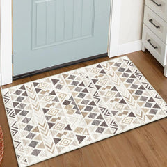 Beige Bohemian Tribal Area Rug Vintage Triangle Small Entrance Carpet