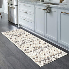 Beige Bohemian Tribal Area Rug Vintage Triangle Small Entrance Carpet